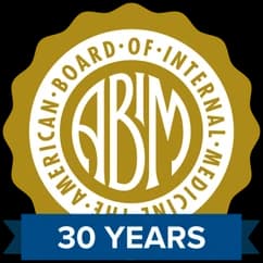 ABIM Over 30 Years Certified — Michael A. Zimmer, MD digital badge